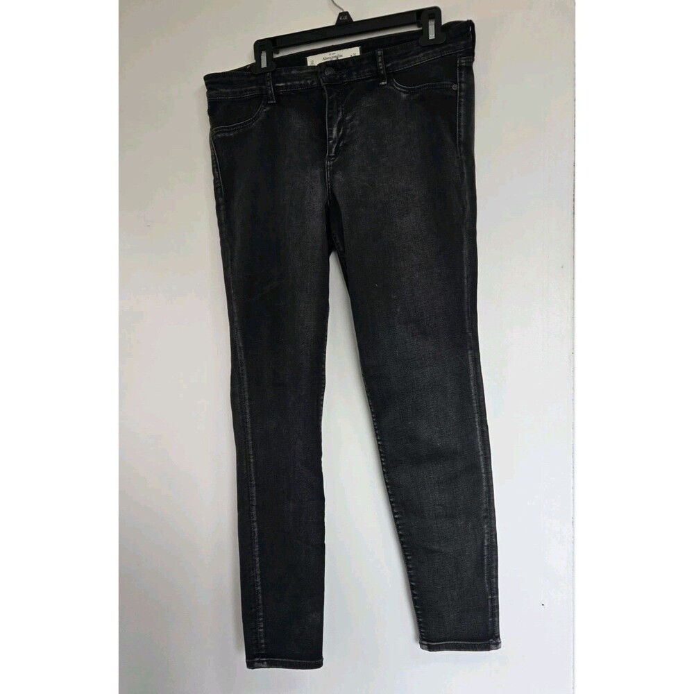 Abercrombie & Fitch Jeans Womens 12 Black Reg 31 Straight Leg Grunge Casual